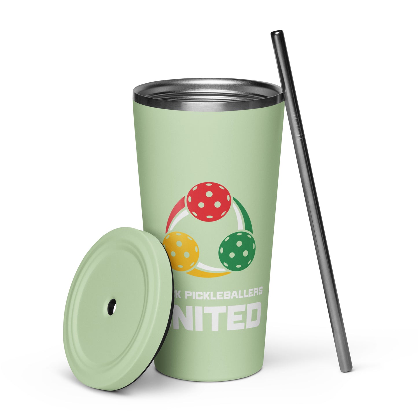 Insulated tumbler with a straw