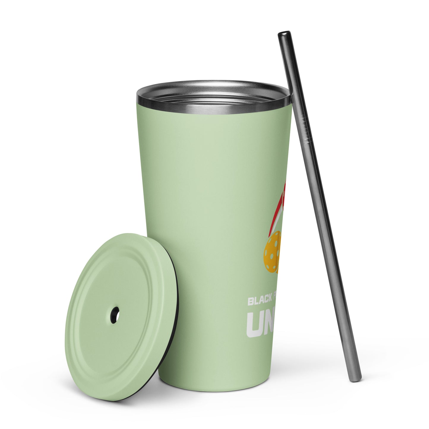 Insulated tumbler with a straw