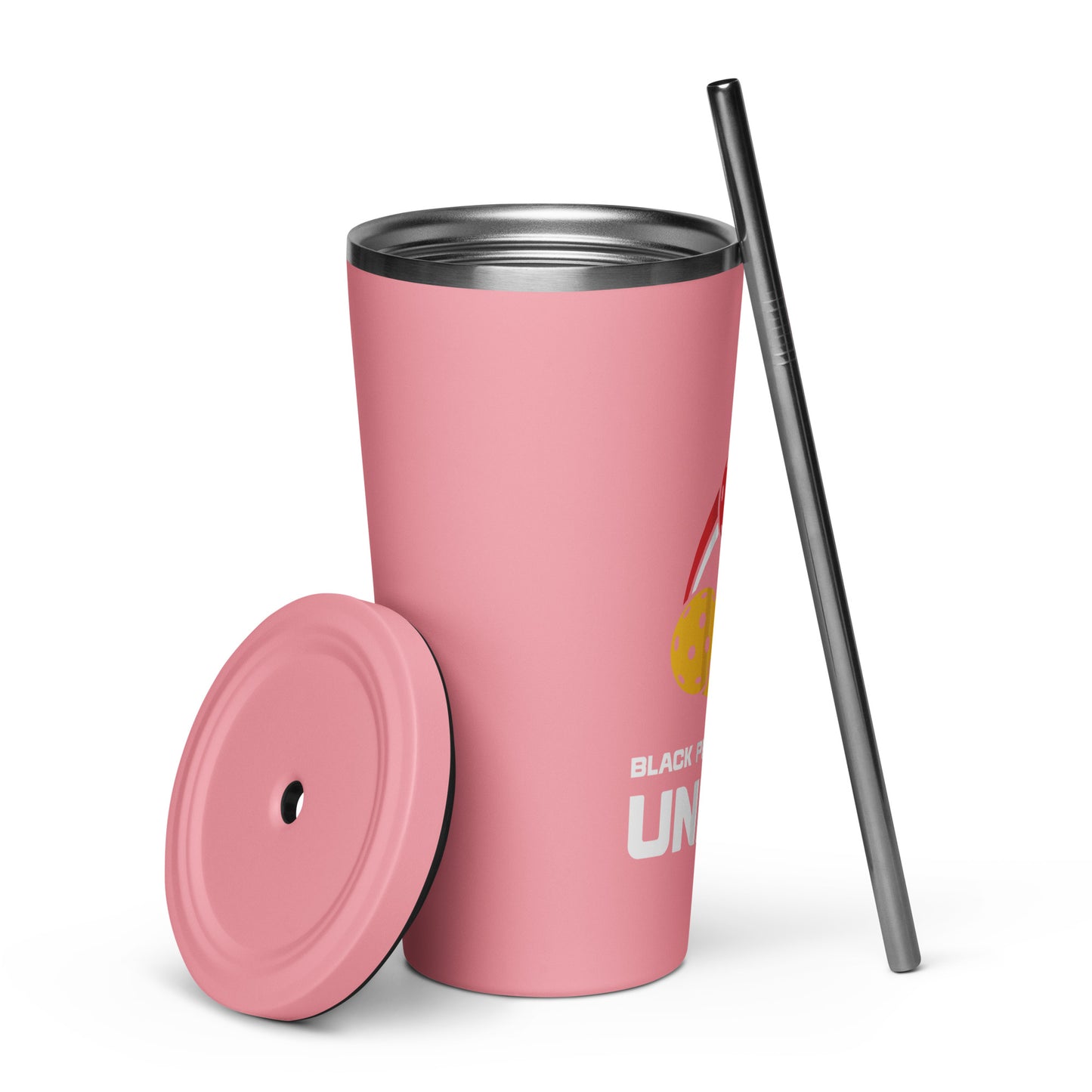 Insulated tumbler with a straw
